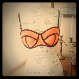 VSHA Orange Bikini Top with Black Piping Sz L